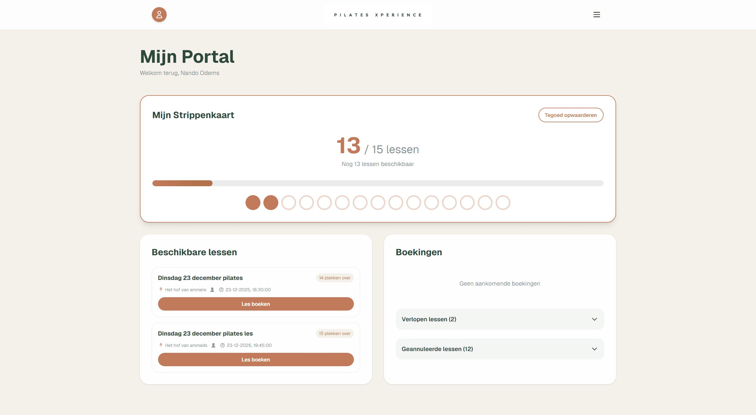 Website gemaakt voor Pilates Xperience
